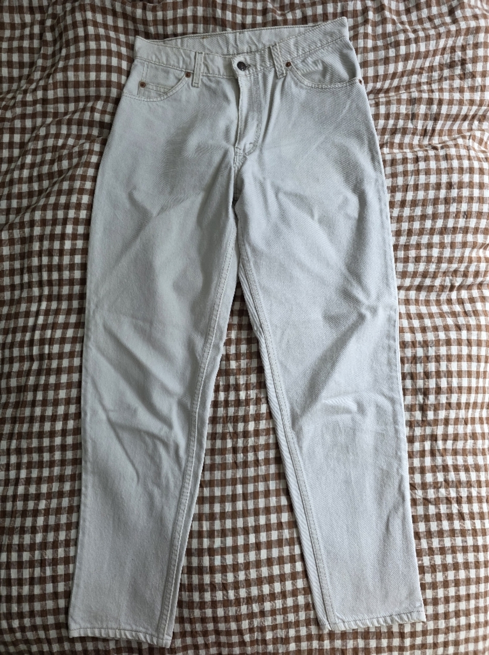 Rare 90's Vintage Orange Tab Levi's 550 Off-White Tapered Fit Jeans